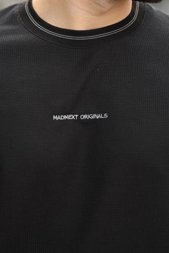 Siyah Nakış Detaylı Basic Erkek T-shirt E7106