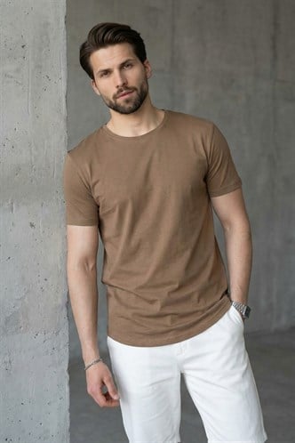 Madmext Kahverengi Erkek Tişört 4951