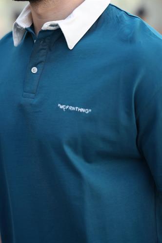 Madmext Petrol Yeşili Düğmeli Polo Yaka Erkek T-shirt E7119