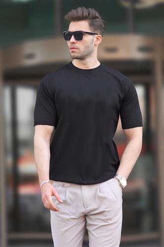 Siyah Bisiklet Yaka Basic Erkek Tişört 6883