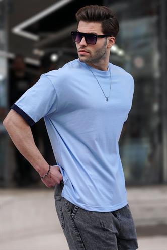 Bebe Mavisi Oversize Bisiklet Yaka Tişört 6184