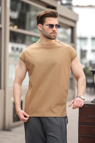 Kapuçino Yarım Kol Erkek Basic Tişört E7136