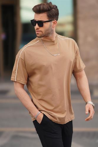 Camel Oversize Bisiklet Yaka Tişört 7009