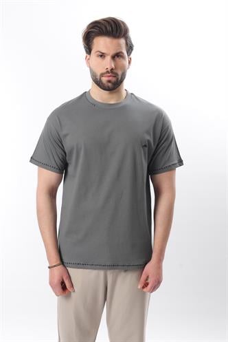 Füme Nakış Detaylı Erkek T-shirt E7112