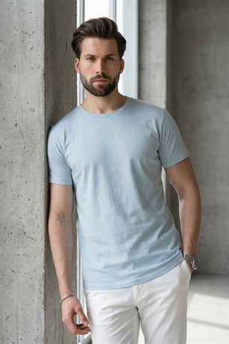 Madmext Açık Mavi Erkek Tişört 4951