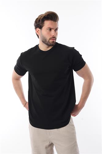Siyah Bisiklet Yaka Basic Kısa Kollu Tişört 7042