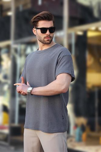 Madmext Füme Bisiklet Yaka Oversize Erkek T-shirt E7134