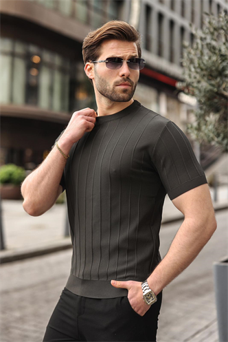 Madmext Erkek Antrasit Triko Tişört 5684