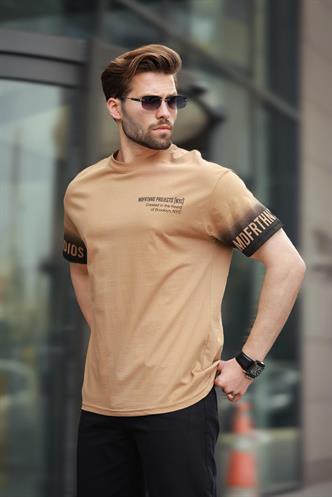 Kapuçino %100 Pamuklu Baskılı Erkek Tişört E7143