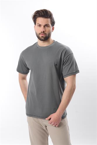 Füme Nakış Detaylı Erkek T-shirt E7112