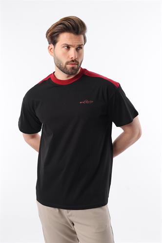 Madmext Siyah Bisiklet Yaka Baskılı Erkek Tişört E7114