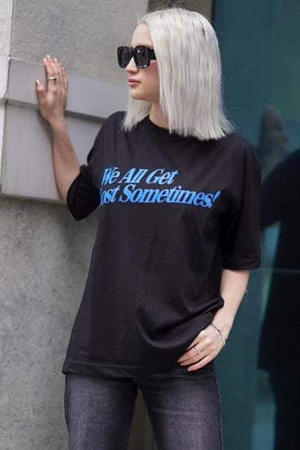 Women Printed Oversize Gray T-Shirt MG1532