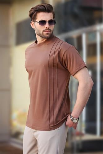 Madmext Kahverengi OverFit Erkek T-shirt E7130
