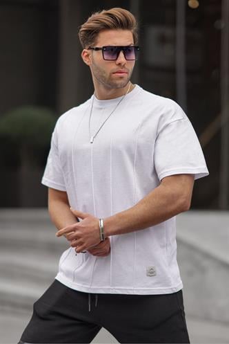 Beyaz Bisiklet Yaka Erkek Tişört 6175