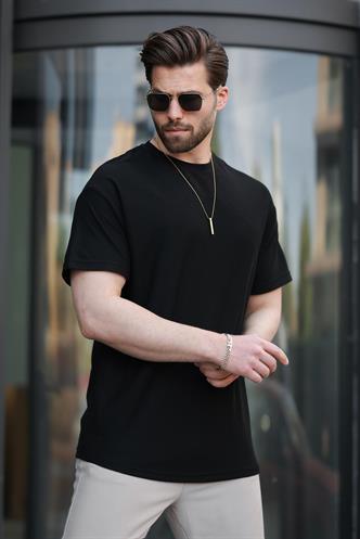 Siyah Basic Bisiklet Yaka Erkek Tişört E7133