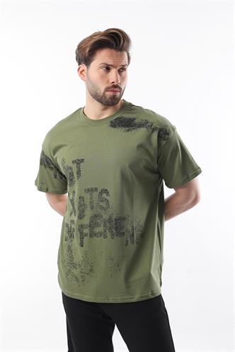Haki Baskılı Erkek T-shirt E7115