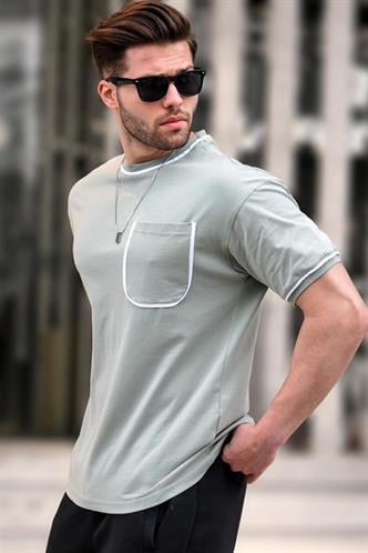 Mint Yeşili Cep Detaylı Erkek Tişört 6176