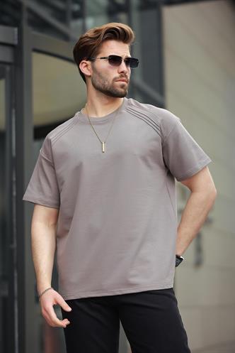 Kahverengi Bisiklet Yaka Basic Erkek T-shirt E7138