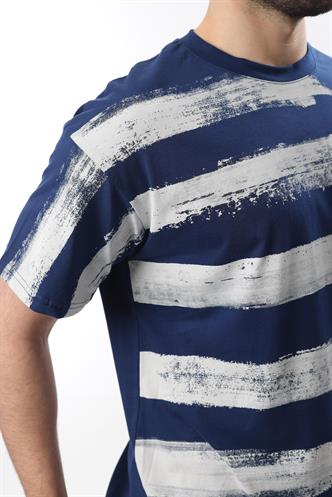 Lacivert Baskılı Regular Fit Erkek T-shirt E7107