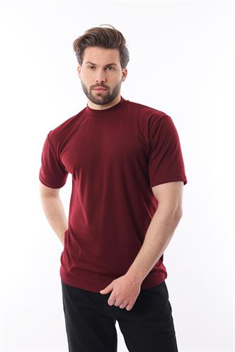Bordo Bisiklet Yaka Basic Erkek T-shirt E7113