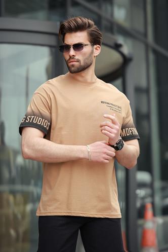 Kapuçino %100 Pamuklu Baskılı Erkek Tişört E7143