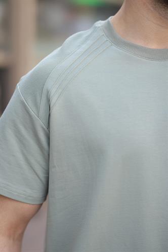 Mint Yeşili Bisiklet Yaka Basic Erkek T-shirt E7138