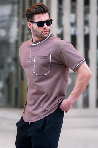 Kahverengi Cep Detaylı Erkek Tişört 6176