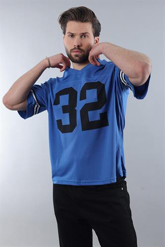 Saks Baskılı V Yaka Erkek Tişört E5838