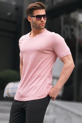 Madmext Basic V Yaka Pudra Tişört 5281