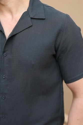 Füme %100 Pamuklu Erkek Şort Gömlek Takım E7361