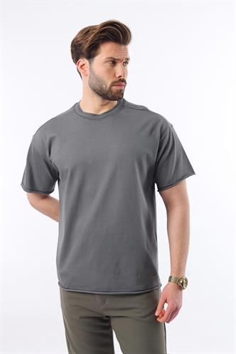  Madmext Füme Bisiklet Yaka Basic Erkek Tişört E7105