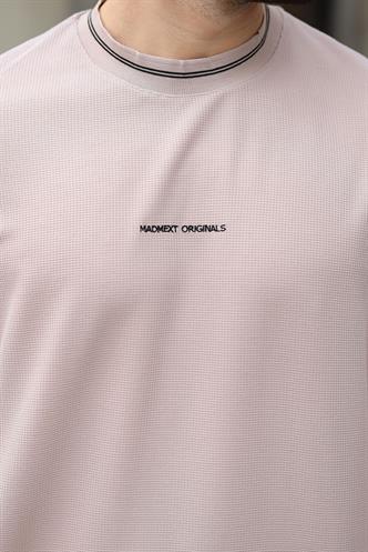 Bej Nakış Detaylı Basic Erkek T-shirt E7106