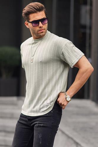 Mint Yeşili  Oversize Bisiklet Yaka Erkek Tişört 6179