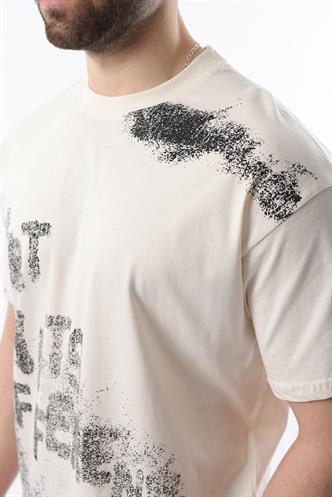 Ekru Baskılı Erkek T-shirt E7115