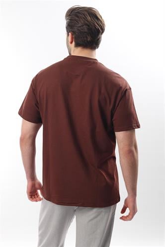 Acı Kahve Bisiklet Yaka Baskılı Erkek T-shirt E7110