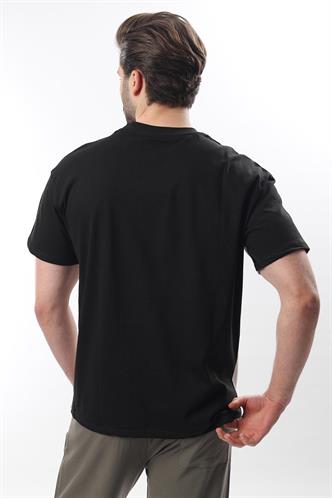 Siyah OverFit Garnili Erkek T-shirt E7104