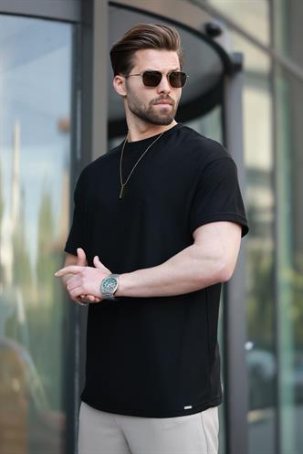 Siyah Basic Bisiklet Yaka Erkek Tişört E7133