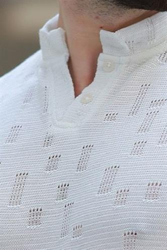 Ekru Hakim Yaka Erkek Basic Tişört E7148