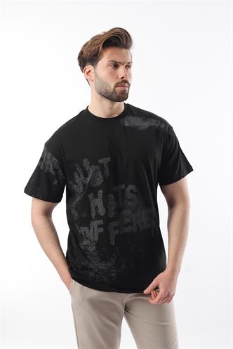 Siyah Baskılı Erkek T-shirt E7115