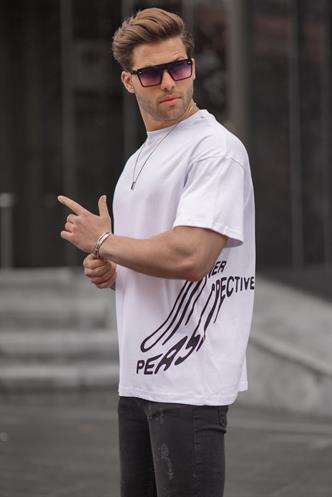 Beyaz Desenli Erkek Tişört 6178