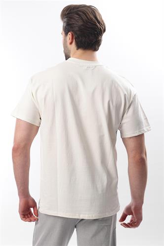 Ekru OverFit Garnili Erkek T-shirt E7104