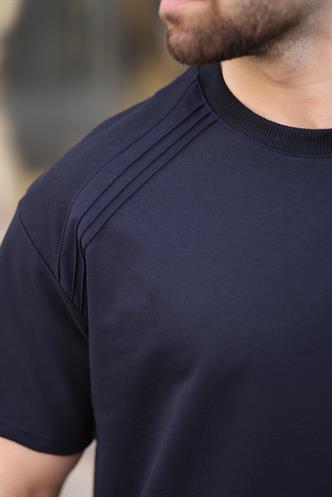 Lacivert Bisiklet Yaka Basic Erkek T-shirt E7138