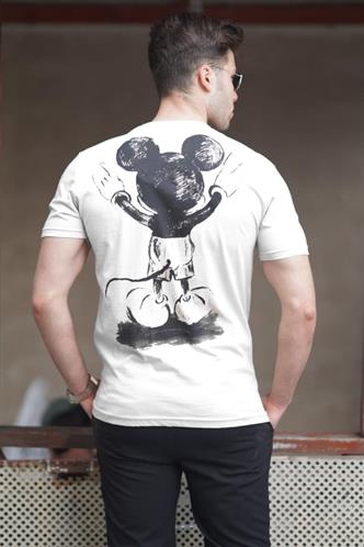 Madmext Beyaz Erkek Baskılı Tişört 5275