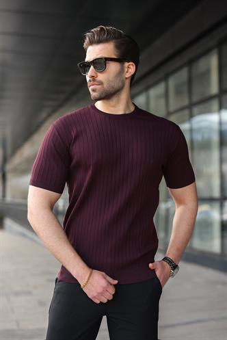 Mürdüm Bisiklet Yaka Triko Erkek Tişört E7460