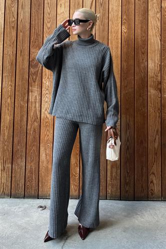 Antrasit Uzun Kollu Triko Kazak Pantolon İkili Takım MG2173