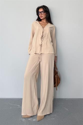 Bej Önü Bağlamalı Alt Üst Takım Mg2473