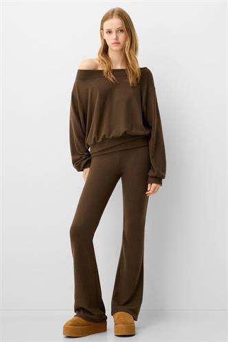 Kahverengi  Bluz Pantolon İkili Takım Mg2289