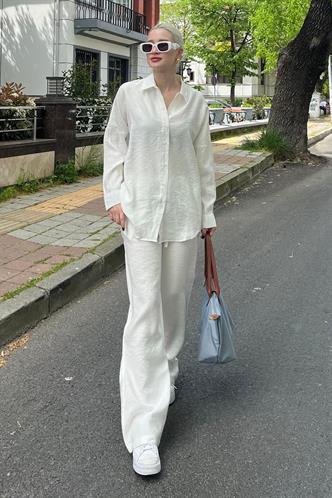 Beyaz Gömlek Pantolon İkili Takım MG2117