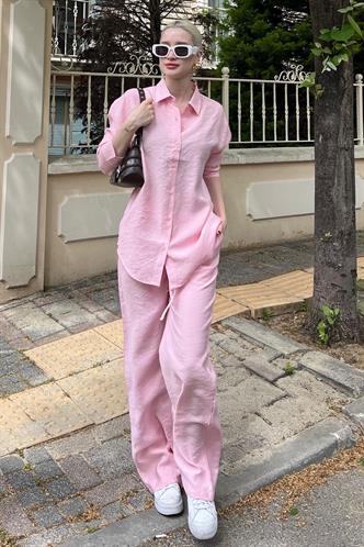 Pembe Gömlek Pantolon İkili Takım Takım MG2117