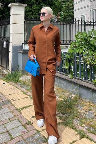 Kahverengi Gömlek Pantolon İkili Takım MG2117